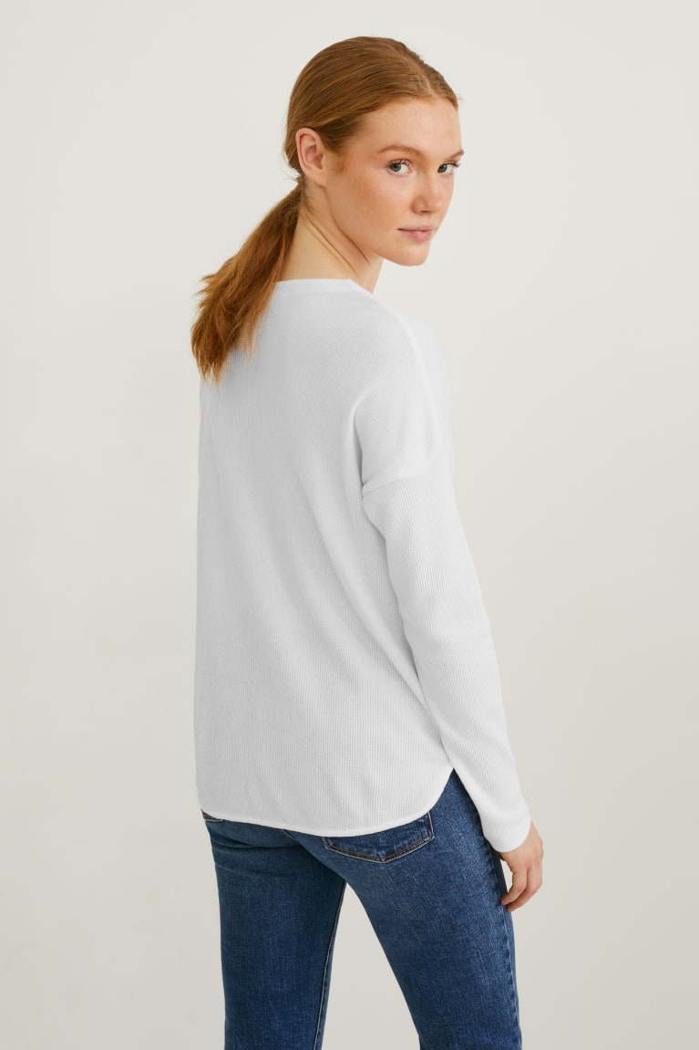 Camiseta C&A Basic Long Sleeve Cradle To Cradle Certified® Gold Feminino Branco | 70635LGXN