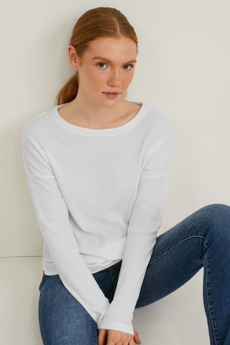 Camiseta C&A Basic Long Sleeve Cradle To Cradle Certified® Gold Feminino Branco | 70635LGXN