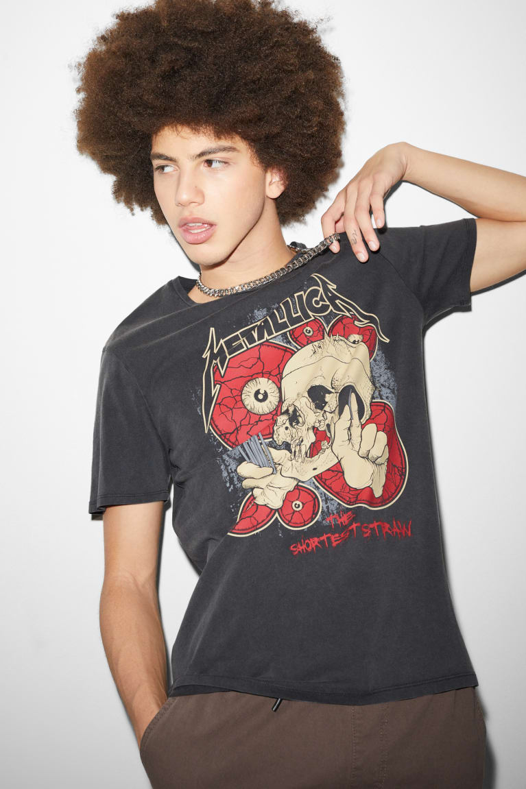 Camiseta C&A ClockhouseMetallica Masculino Pretas | 14056QLWB