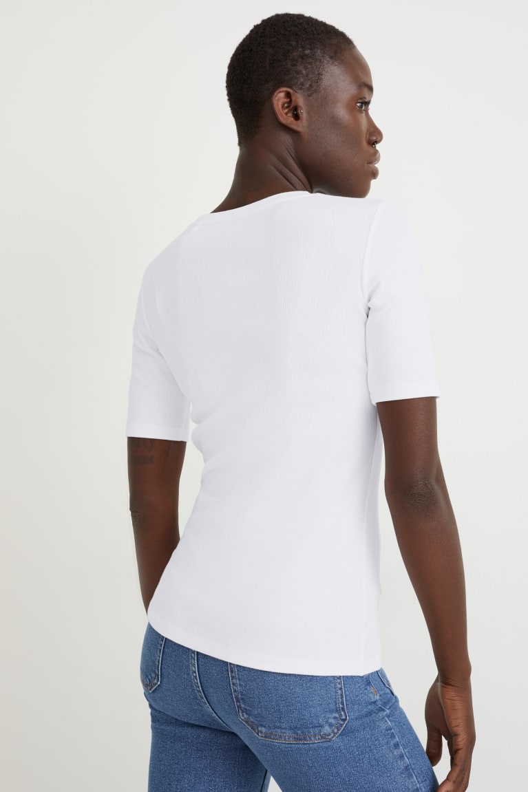 Camiseta C&A Feminino Branco | 39056HKQF