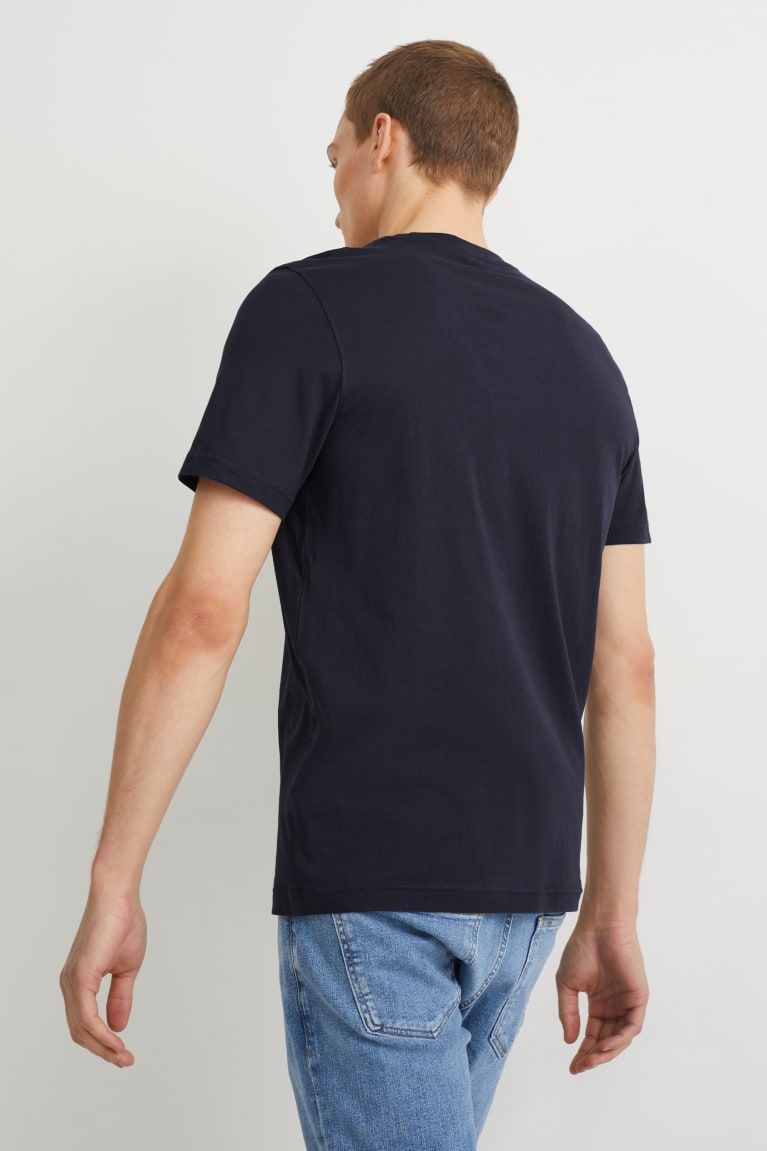 Camiseta C&A Masculino Azuis Escuro | 35048JBGF