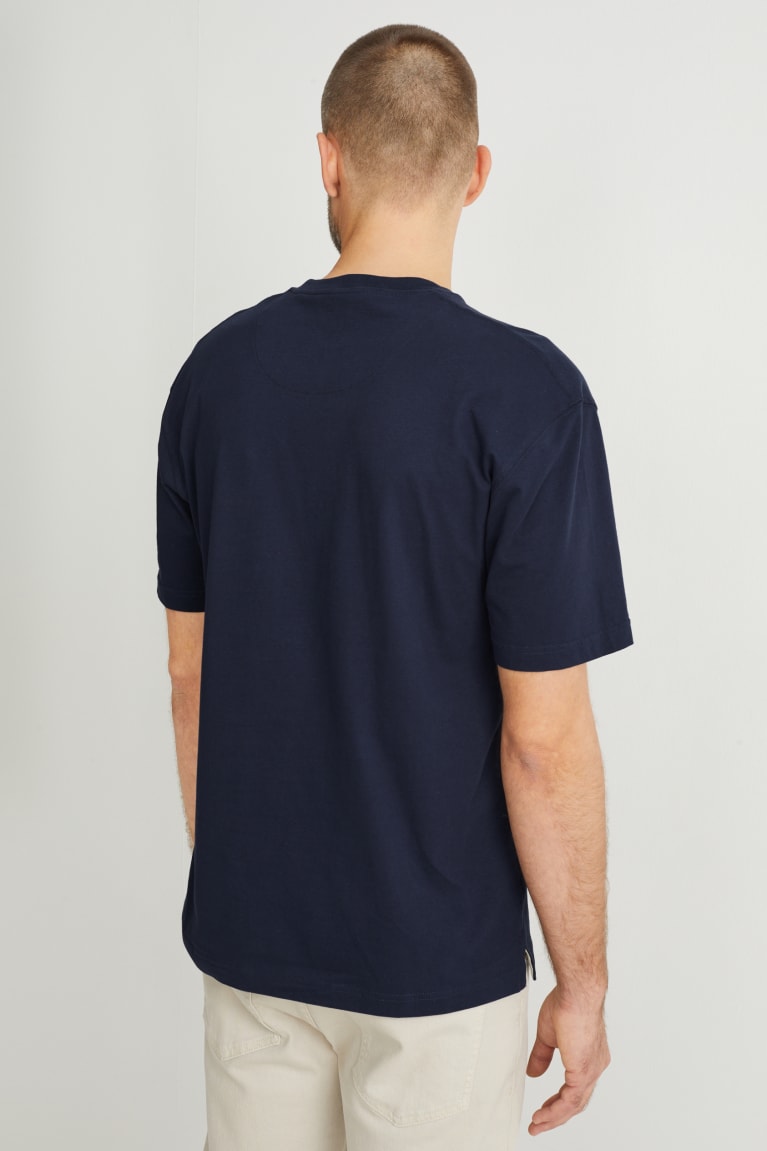 Camiseta C&A Masculino Azuis Escuro | 83610VEAZ