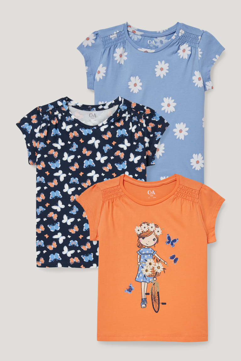 Camiseta C&A Multipack Of 3 Sleeve With In-conversion Algodão Menina Laranja | 86314AVHS