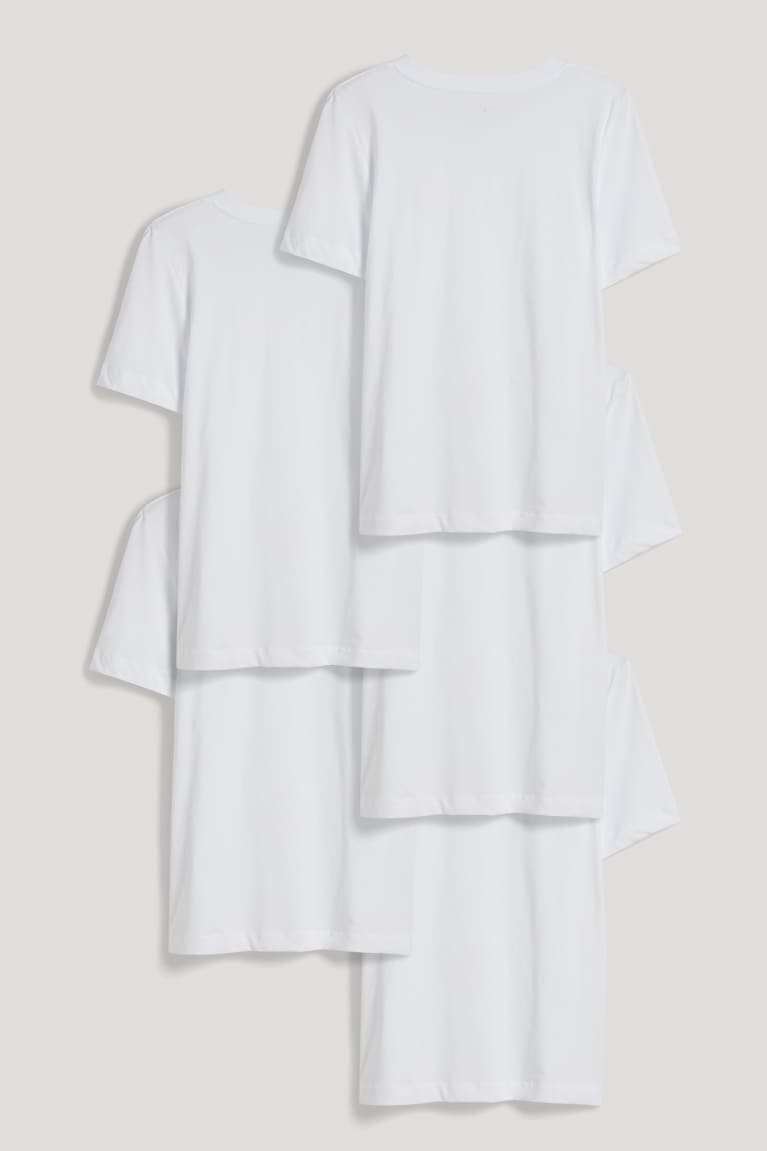 Camiseta C&A Multipack Of 5Organic Algodão Feminino Branco | 14908RKNB