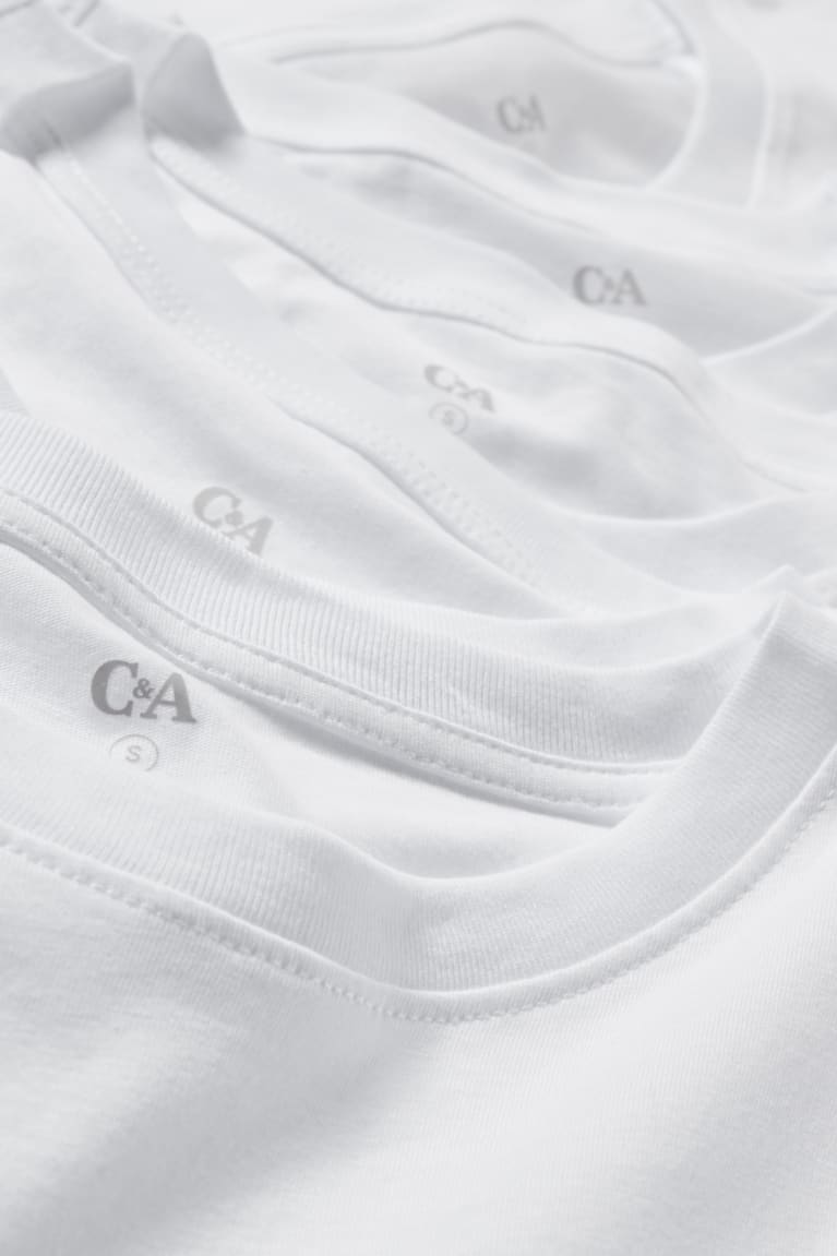 Camiseta C&A Multipack Of 5Organic Algodão Feminino Branco | 14908RKNB