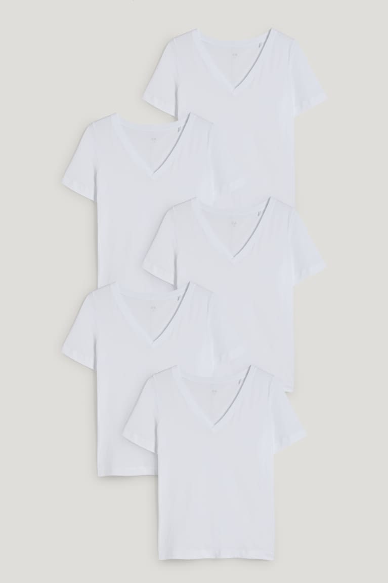 Camiseta C&A Multipack Of 5Organic Algodão Feminino Branco | 91475CITU