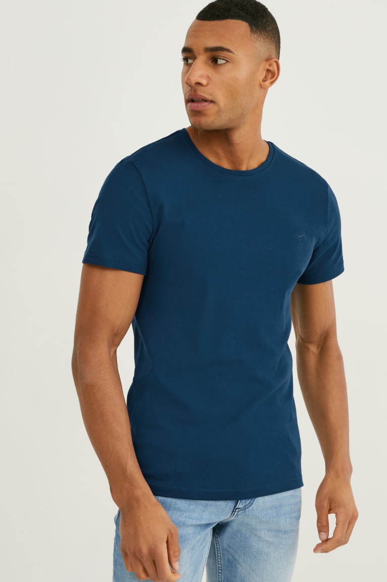 Camiseta C&A Mustang Masculino Azuis Escuro | 51684PNKD