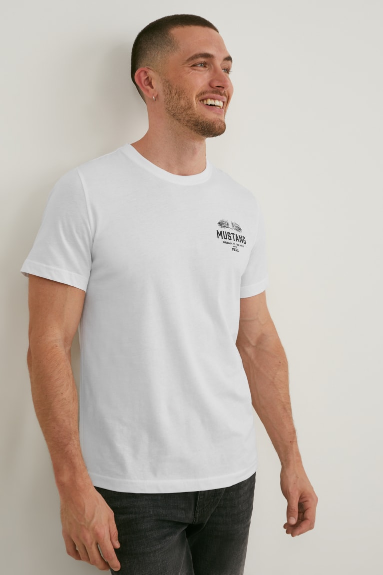 Camiseta C&A Mustang Masculino Branco | 27350MKAN