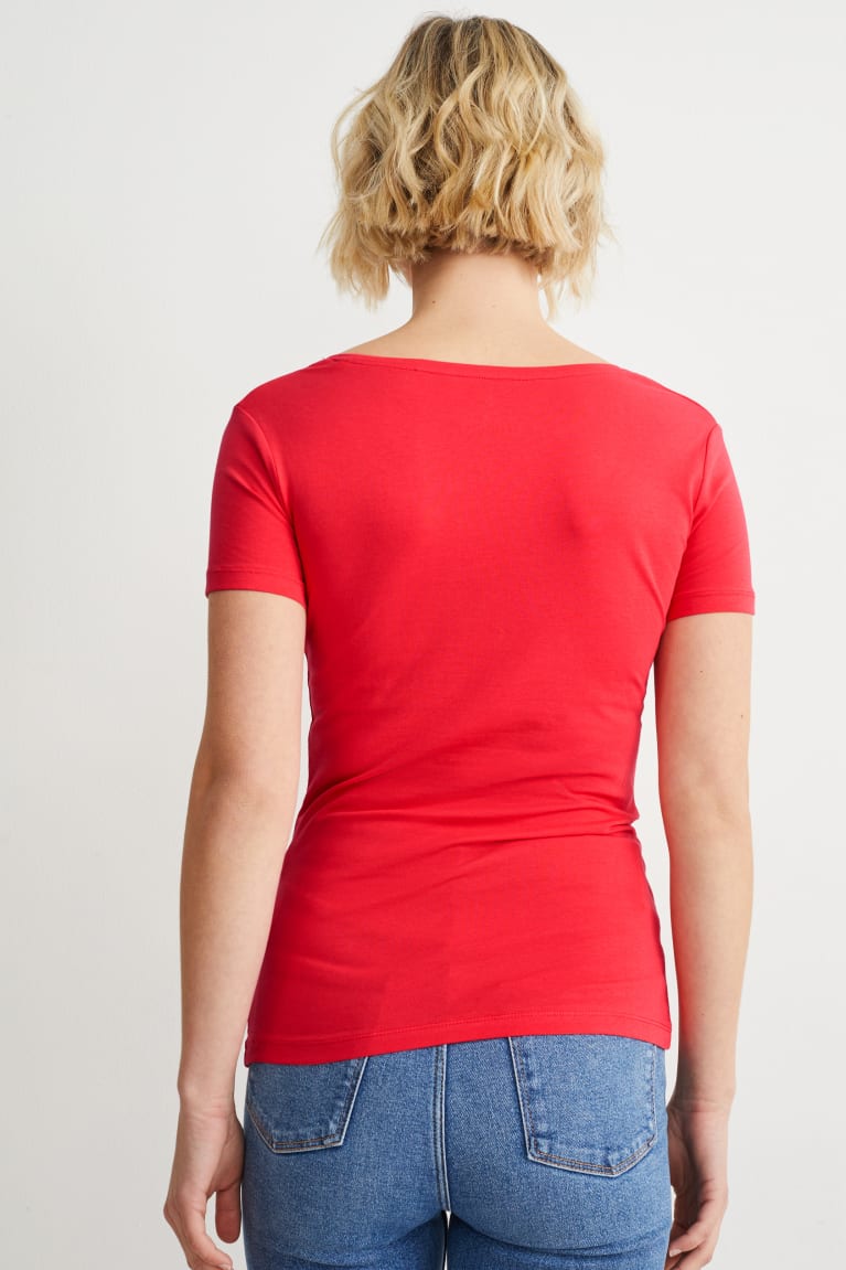 Camiseta C&A Organic Algodão Feminino Vermelhas | 25906FPOC