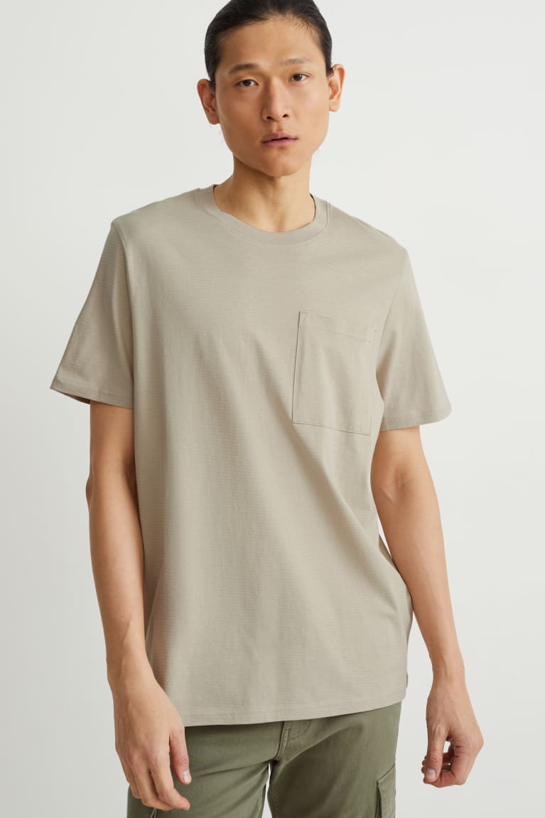 Camiseta C&A Organic Algodão Masculino Bege | 51893ODIX