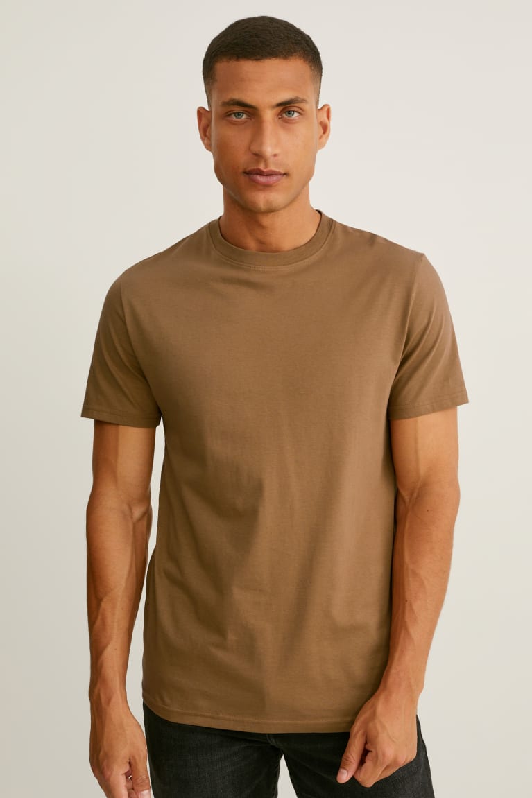 Camiseta C&A Organic Algodão Masculino Caqui | 75193NJIY