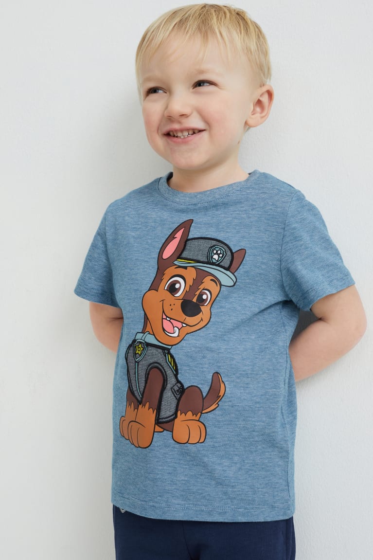 Camiseta C&A Paw Patrol Sleeve With In-conversion Algodão Menino Azuis | 93450ZEIY