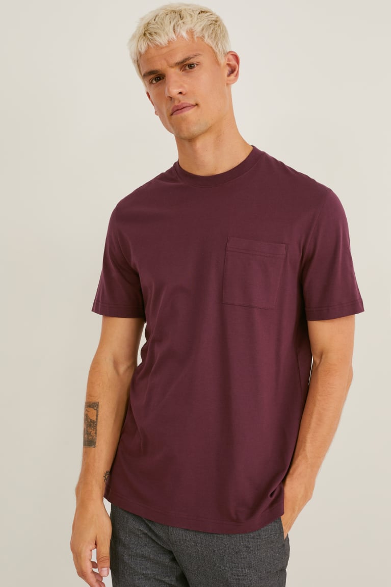 Camiseta C&A Pima Algodão Masculino Bordeaux | 46150LRKN