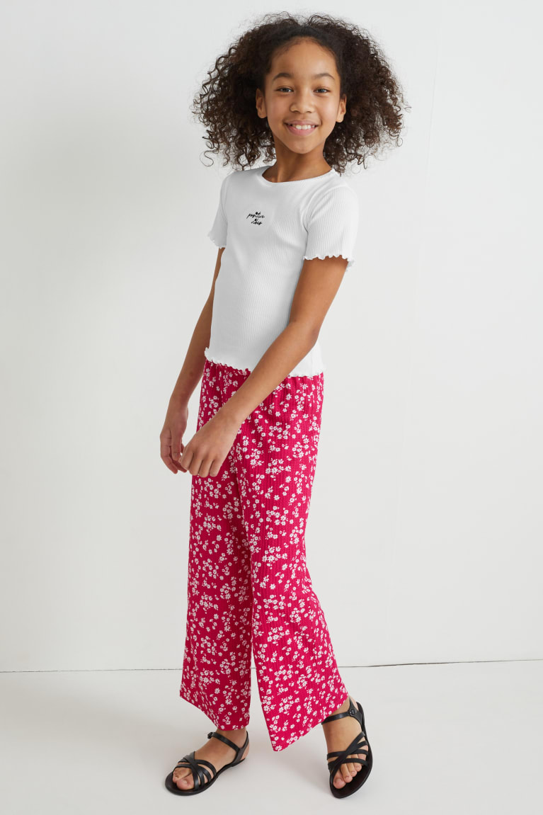 Camiseta C&A Set Sleeve And Cloth 2 Piece Menina Rosa Escuro | 27415XEIA