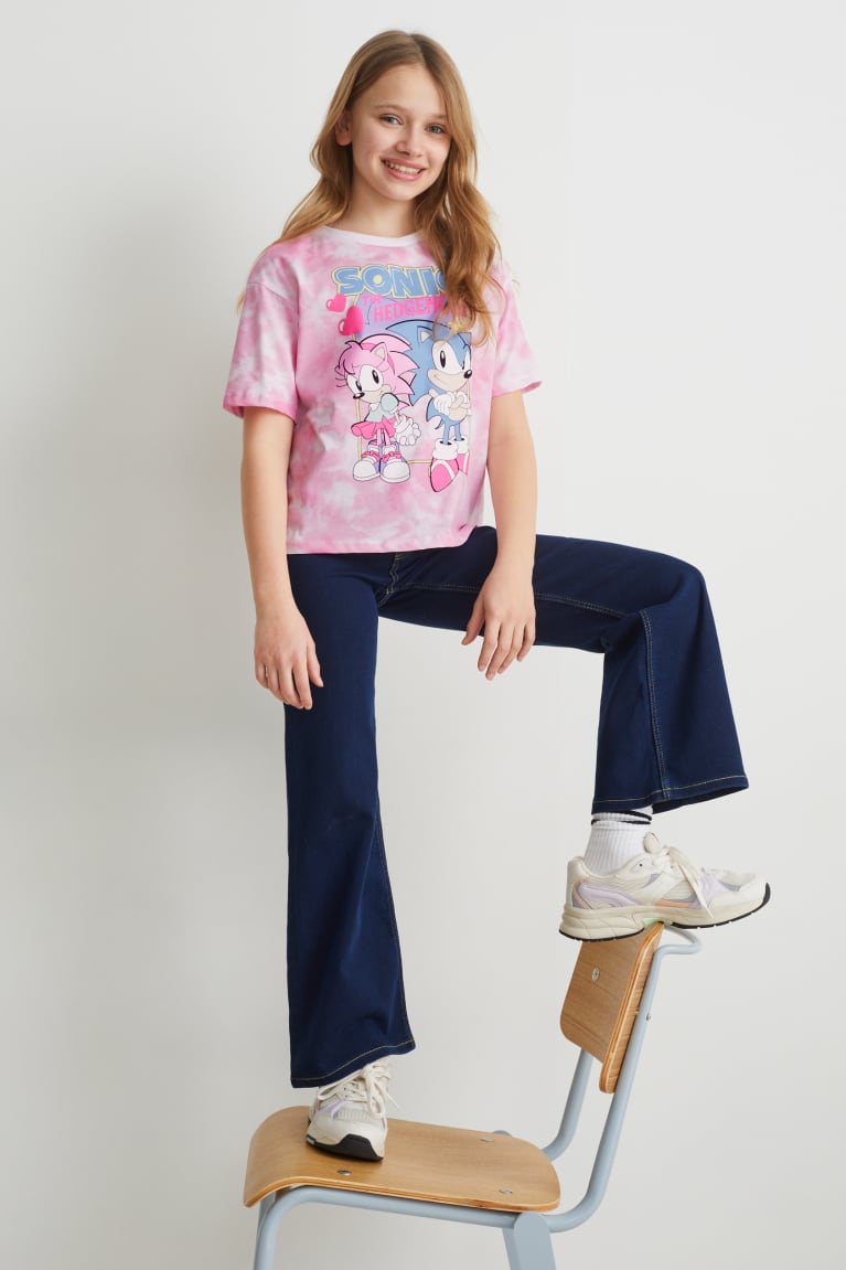 Camiseta C&A Sonic Sleeve Menina Branco Rosa | 74610UTYC