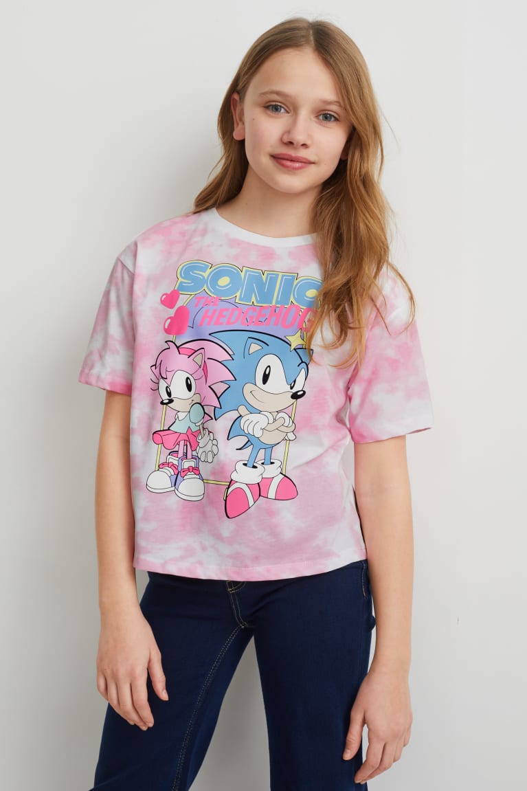 Camiseta C&A Sonic Sleeve Menina Branco Rosa | 74610UTYC