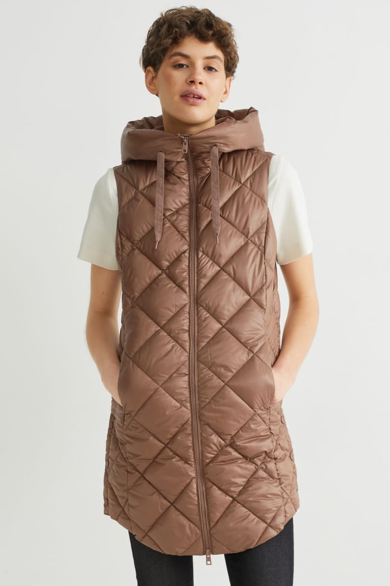 Casaco C&A Acolchoado Gilet With Hood Bionic-finish®eco Feminino Luz Marrom | 09468YUEM