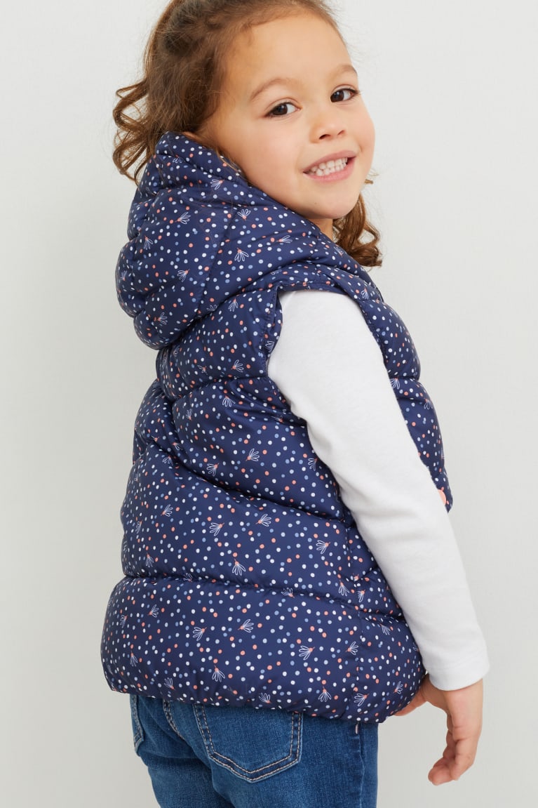 Casaco C&A Acolchoado Gilet With Hood Recycled Polka Dot Menina Azuis Escuro | 24795GYWV