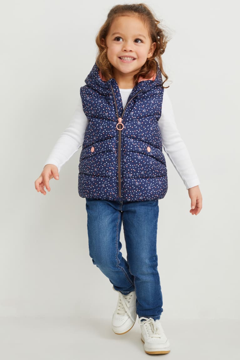 Casaco C&A Acolchoado Gilet With Hood Recycled Polka Dot Menina Azuis Escuro | 24795GYWV