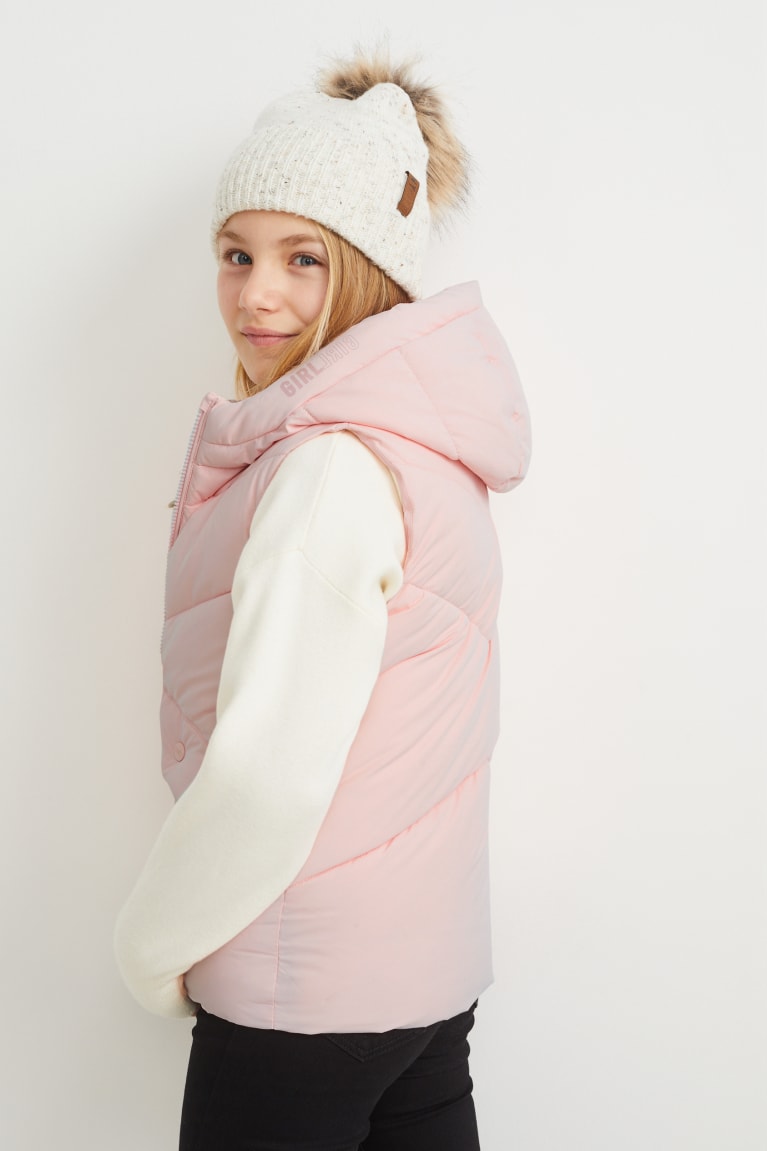 Casaco C&A Acolchoado Gilet With Hood Recycled Menina Rosa | 72106CHZM