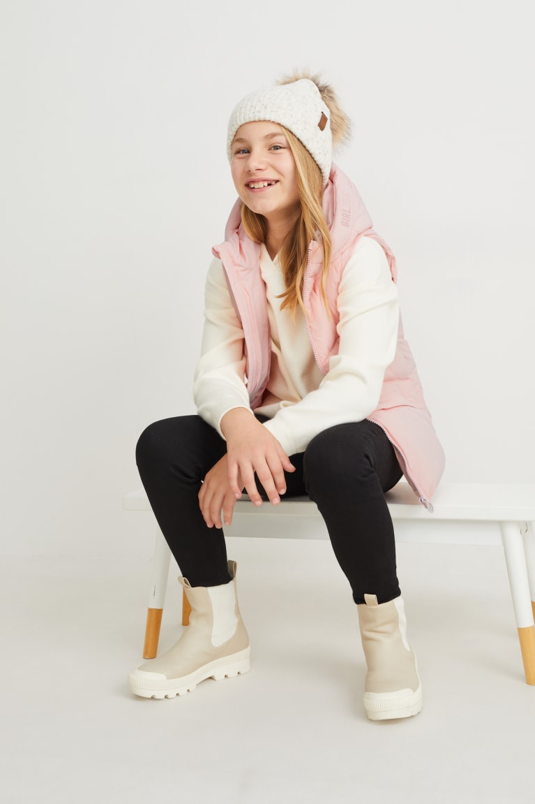 Casaco C&A Acolchoado Gilet With Hood Recycled Menina Rosa | 72106CHZM