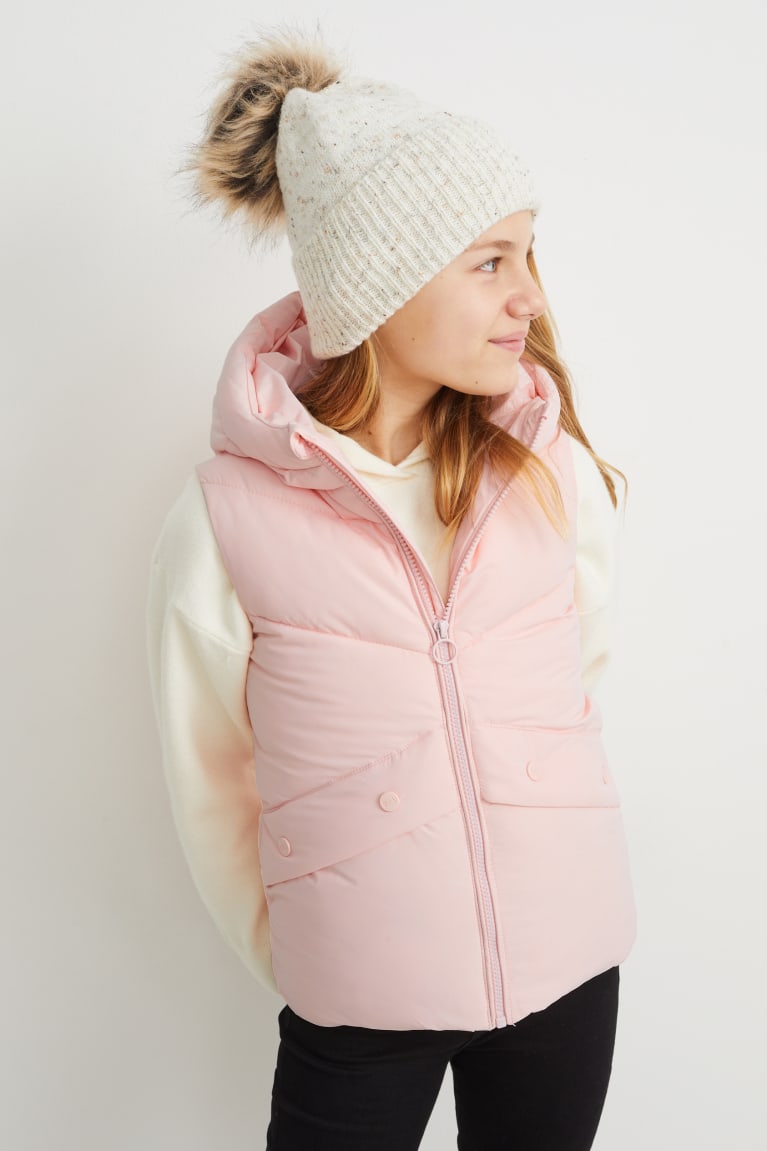 Casaco C&A Acolchoado Gilet With Hood Recycled Menina Rosa | 72106CHZM