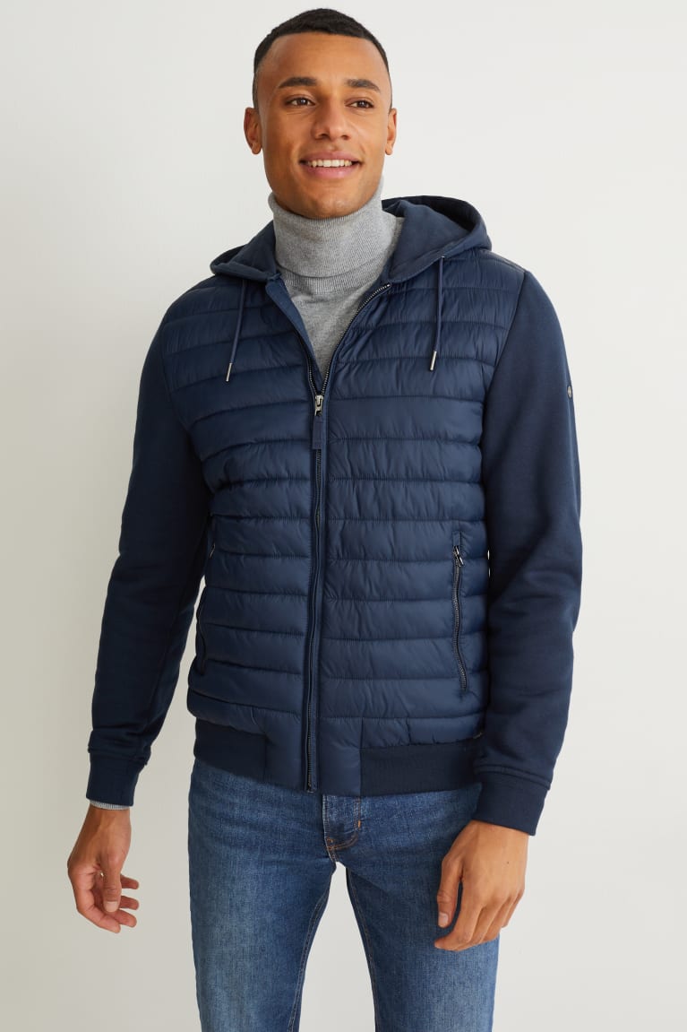 Casaco C&A Acolchoado With Hood Masculino Azuis Escuro | 42531YWKR