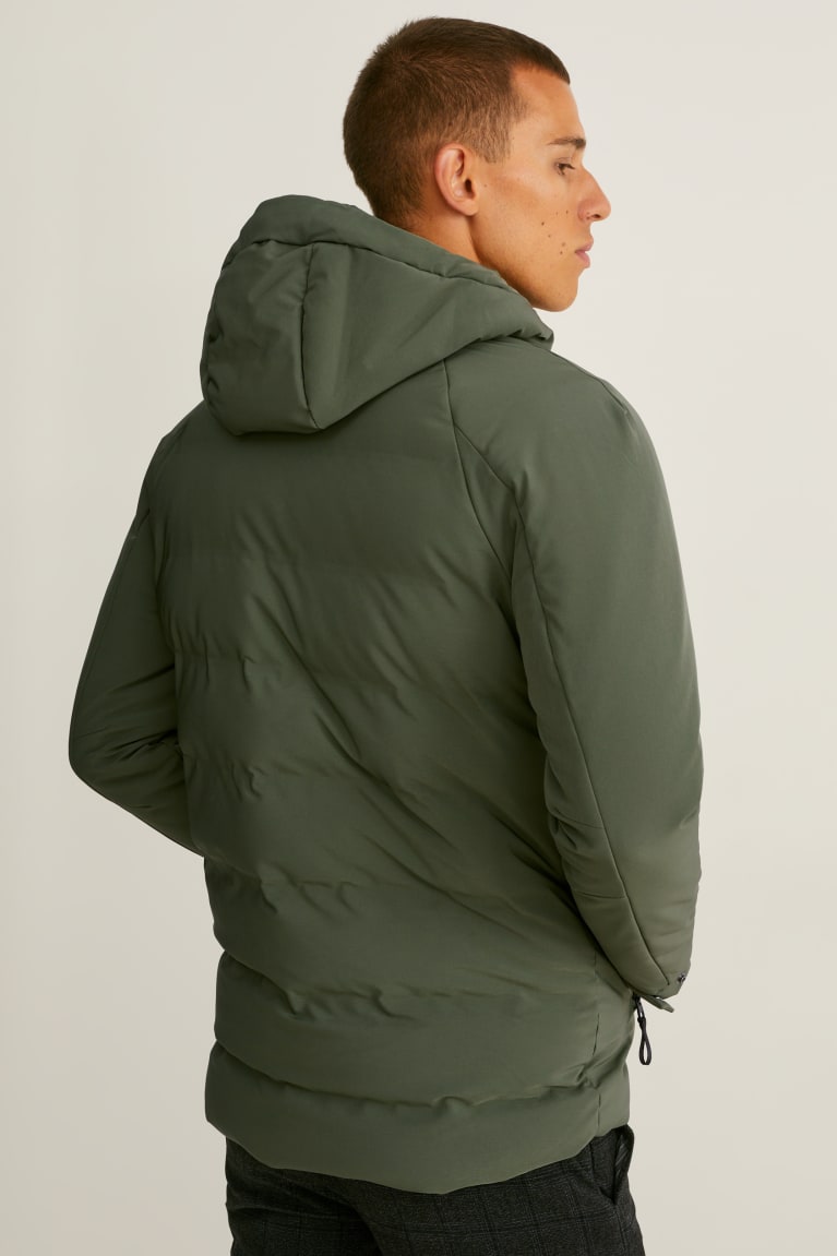 Casaco C&A Acolchoado With Hood Recycled Masculino Verdes Escuro | 19864JVDG