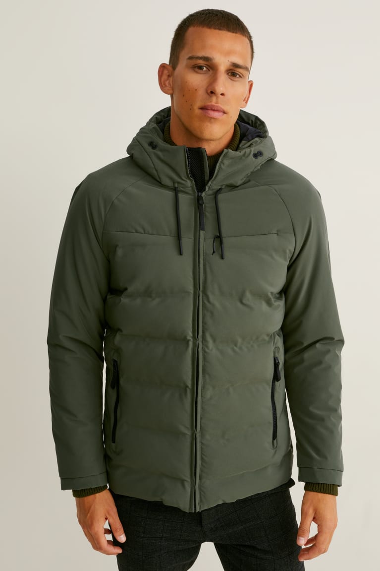 Casaco C&A Acolchoado With Hood Recycled Masculino Verdes Escuro | 19864JVDG