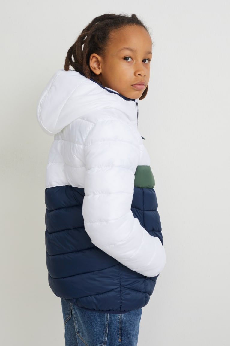 Casaco C&A Acolchoado With Hood Recycled Menina Branco | 83501FVGM