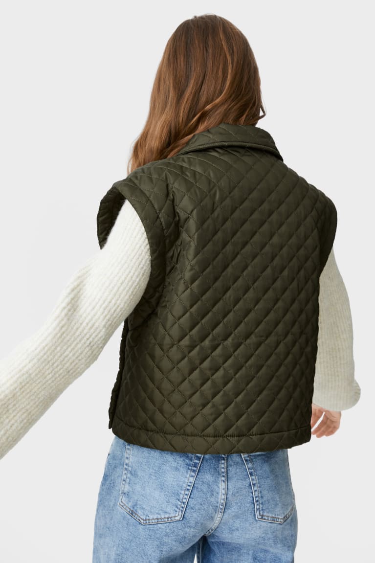 Casaco C&A Clockhouse Acolchoado Gilet Feminino Verdes Escuro | 08123KMUX