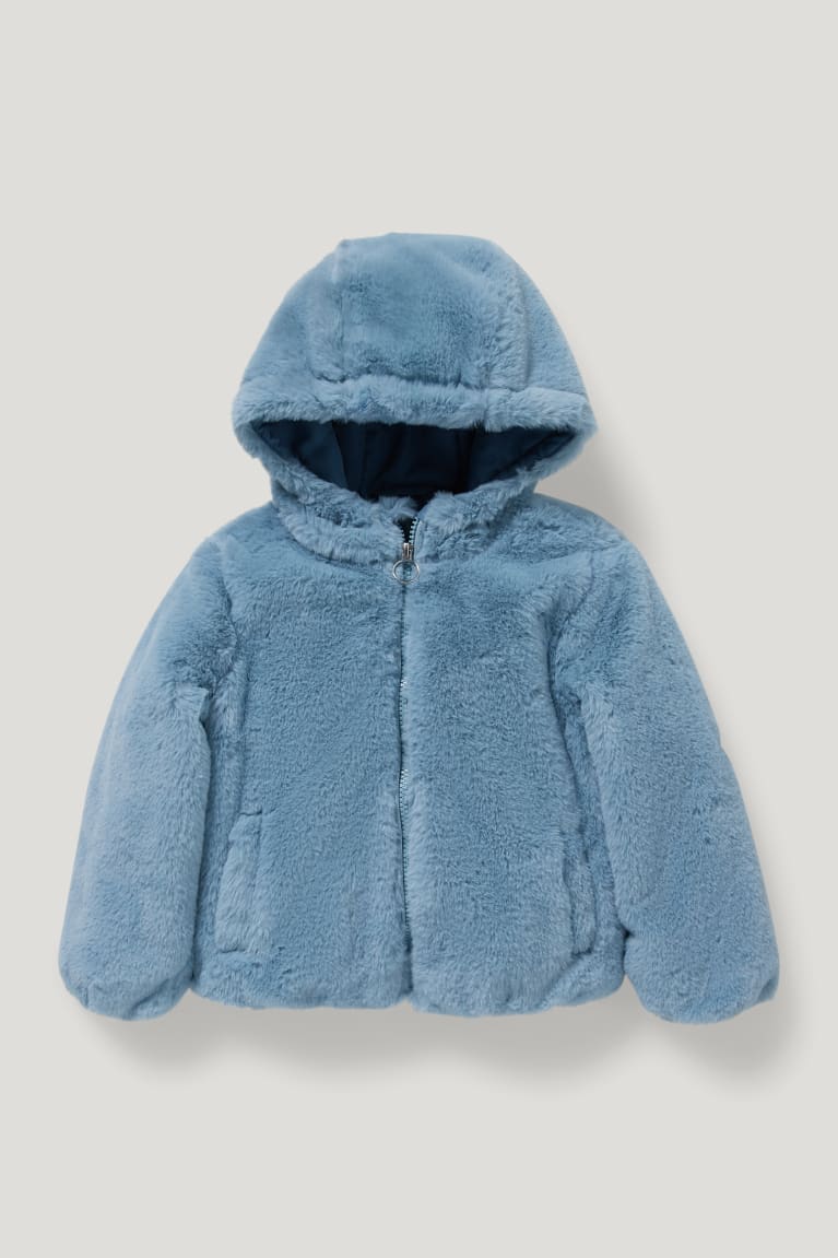 Casaco C&A Faux Fur With Hood Menina Luz Azuis | 04871BZDE