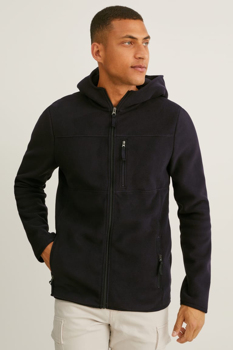 Casaco C&A Fleece With Hood Thermolite® Ecomade Recycled Masculino Pretas | 18327XQHP