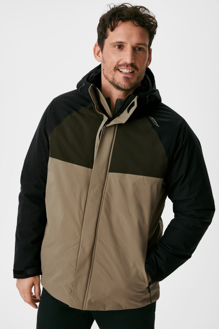 Casaco C&A Outdoor With Hood Recycled Masculino Caqui | 85372YGOM