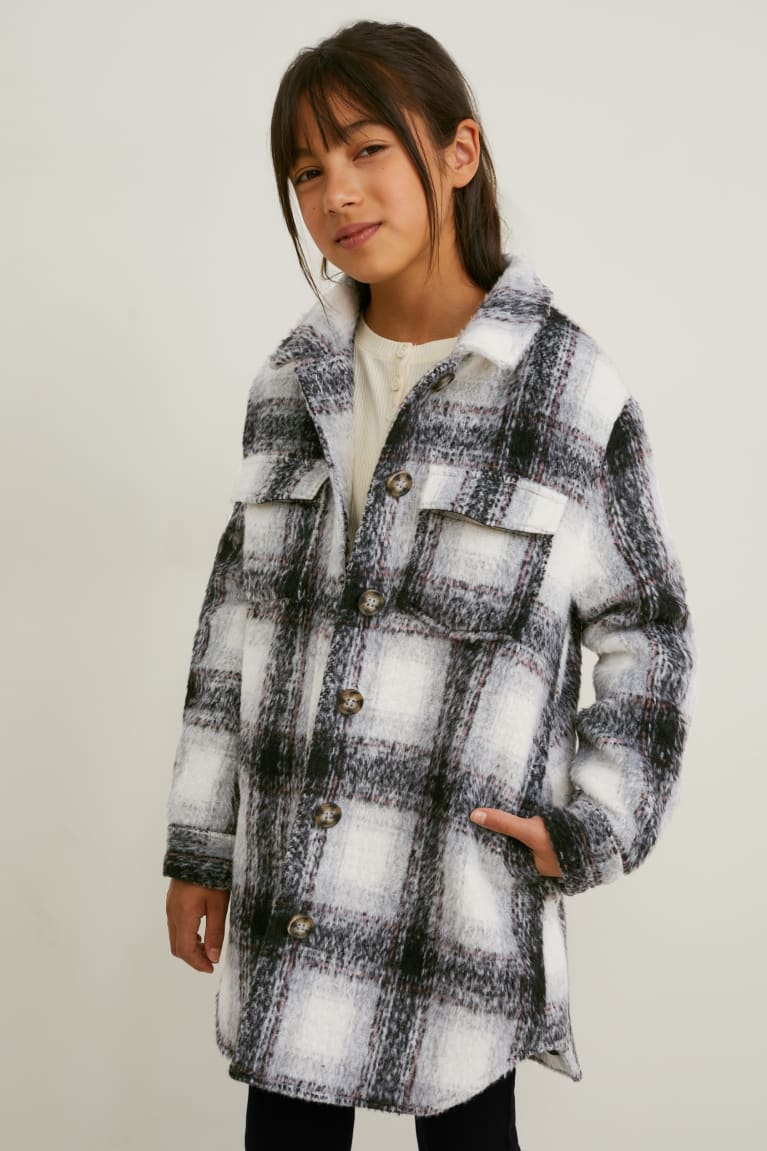 Casaco C&A Shacket Check Menina Pretas Cinzentas | 45178SZJC