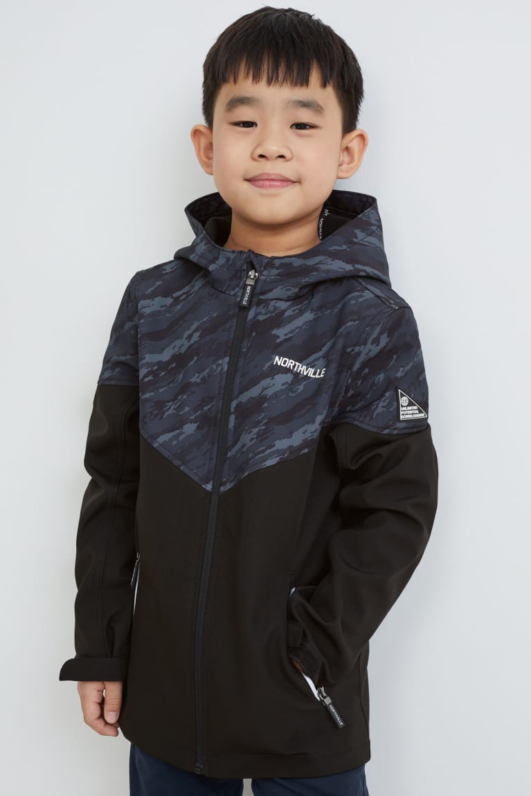 Casaco C&A Softshell With Hood Menina Cinzentas Escuro | 73024LEFR