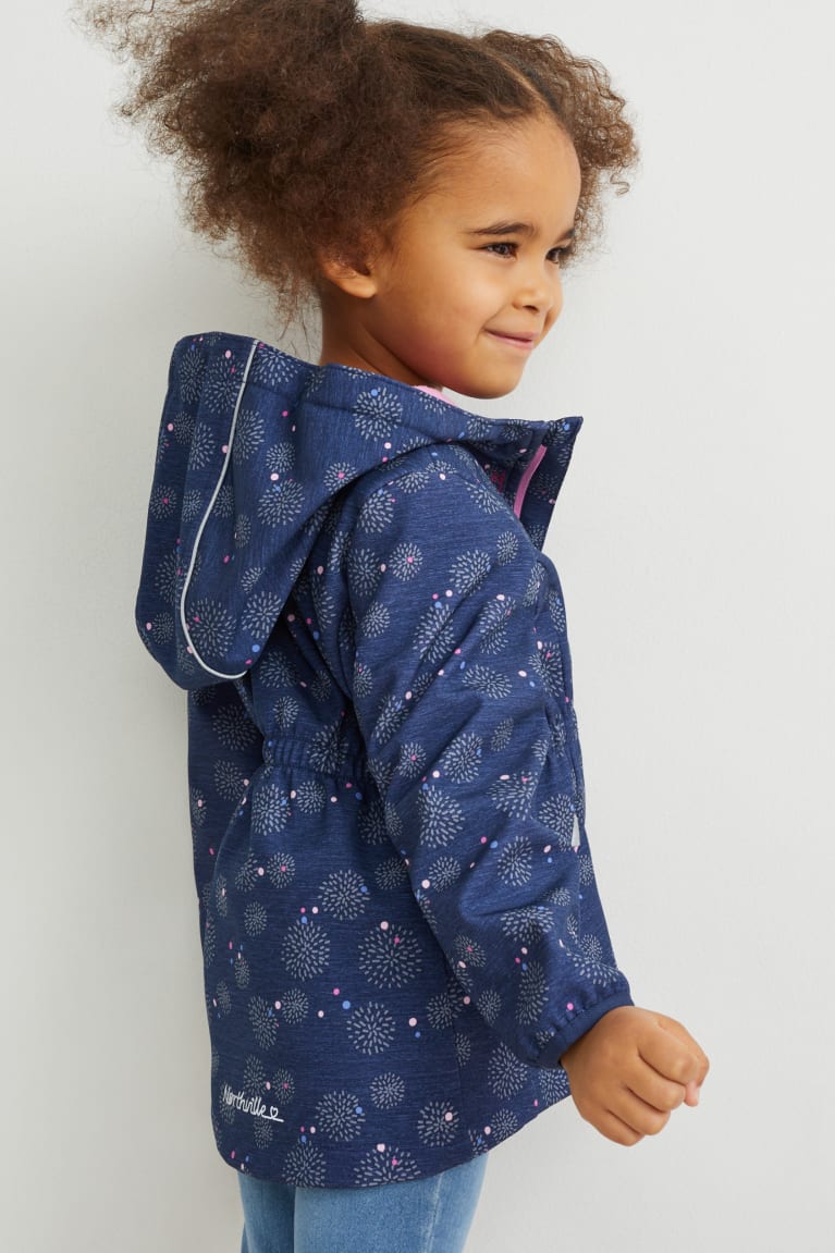 Casaco C&A Softshell With Hood Patterned Menina Azuis Escuro | 34657OAIB