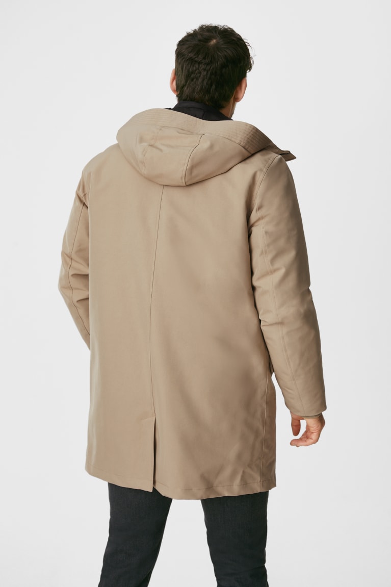 Casaco C&A Technical Parka With Hood Recycled Masculino Bege | 31049IAVQ