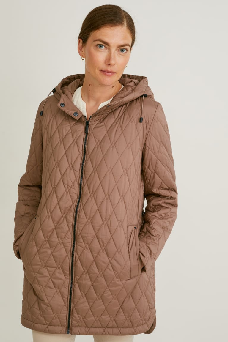 Casacos C&A Acolchoado With Hood Bionic-finish®eco Feminino Cinzentas Marrom | 37950PAHG