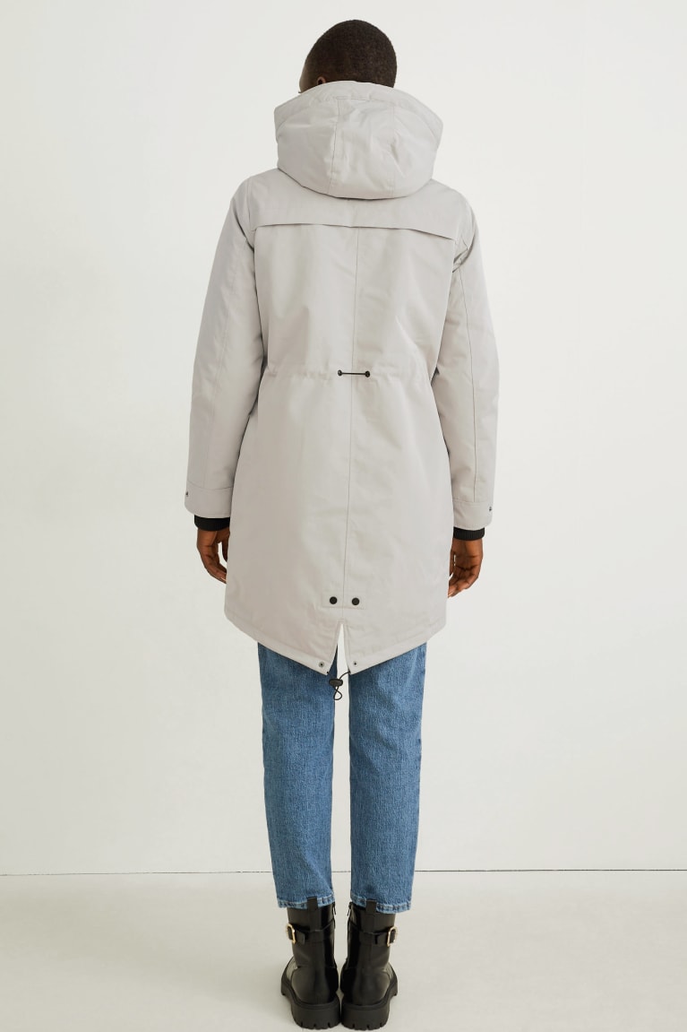 Casacos C&A Parka With Hood Feminino Creme | 02654ETKB