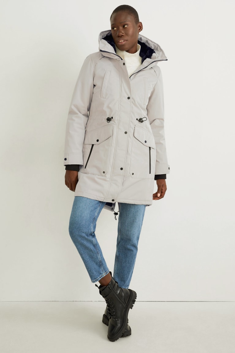 Casacos C&A Parka With Hood Feminino Creme | 02654ETKB