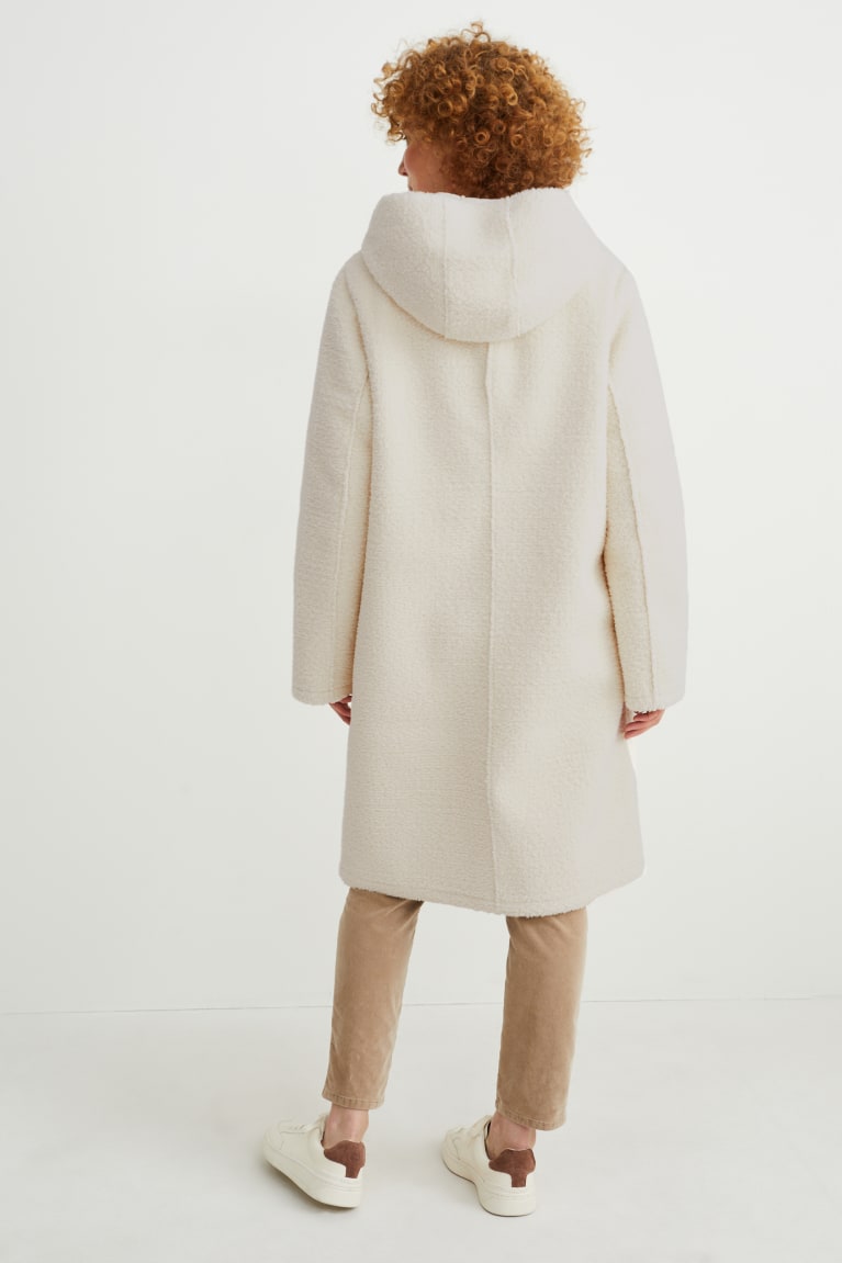 Casacos C&A Teddy Fur With Hood Feminino Branco | 12790MRNZ