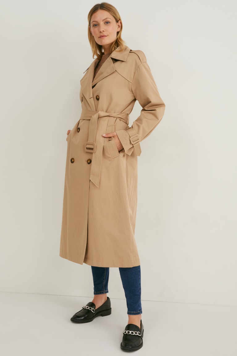 Casacos C&A Trench Feminino Cinzentas Marrom | 21379UDNZ