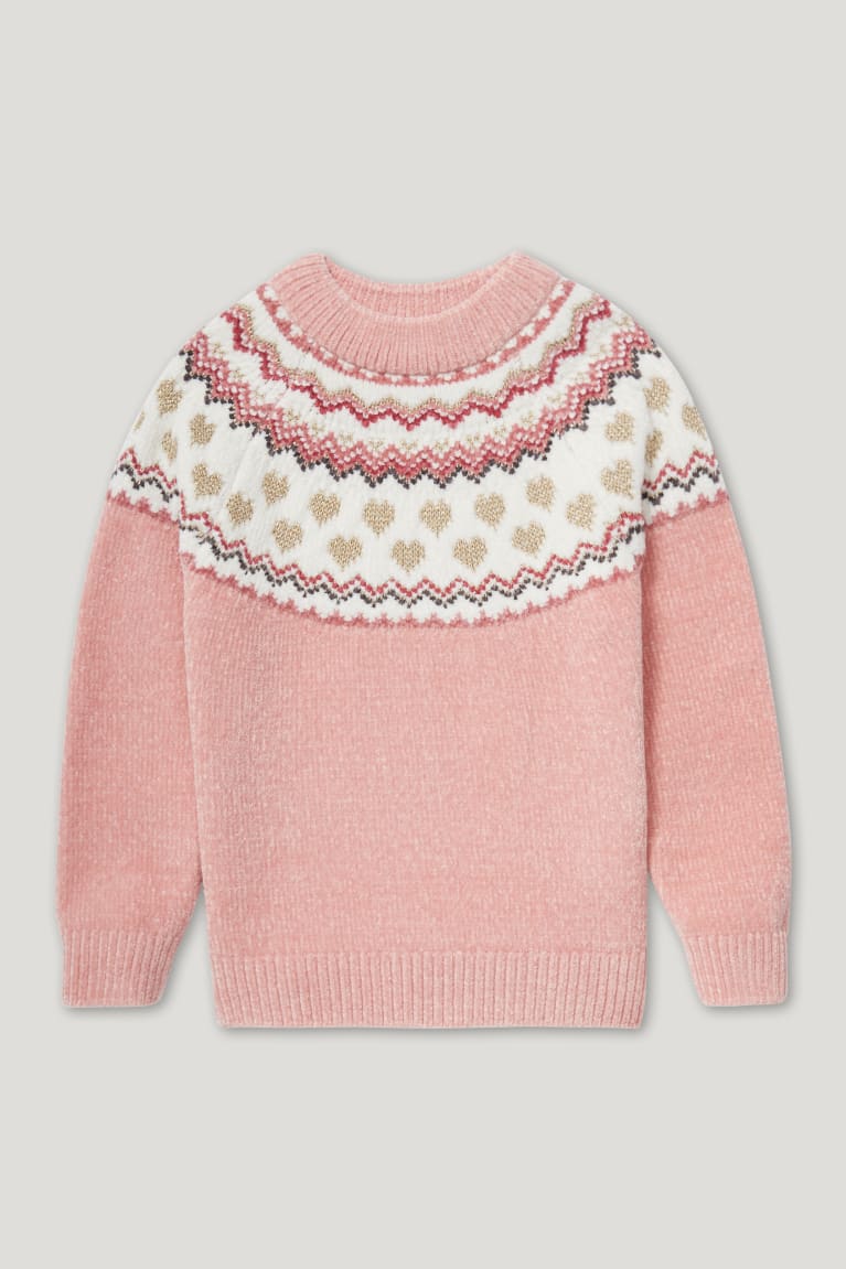 Jumpers C&A Chenille Recycled Shiny Menina Rosa | 42873EMTJ