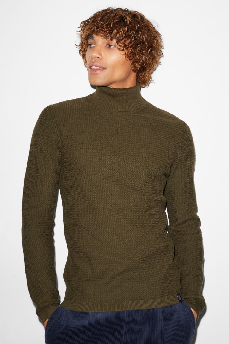 Jumpers C&A Clockhouse Polo Neck Masculino Verdes Escuro | 04752EAOL