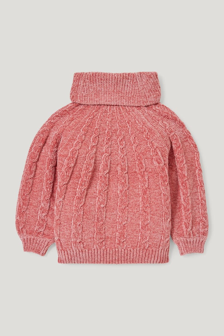 Jumpers C&A Polo Neck Recycled Cable Knit Pattern Menina Rosa | 17035FSEM