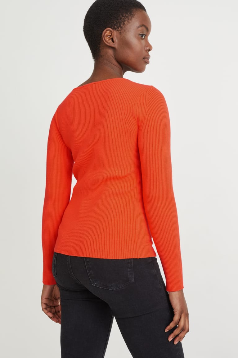 Jumpers C&A With Knot Detail With Lenzing™ Ecovero™ Feminino Laranja | 86570DEXQ