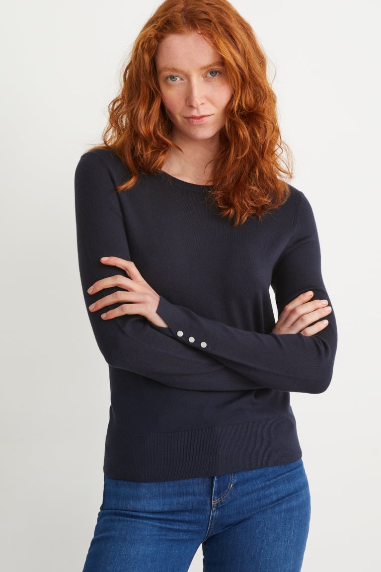 Jumpers C&A With Lenzing™ Ecovero™ Feminino Azuis Escuro | 51928KEQH