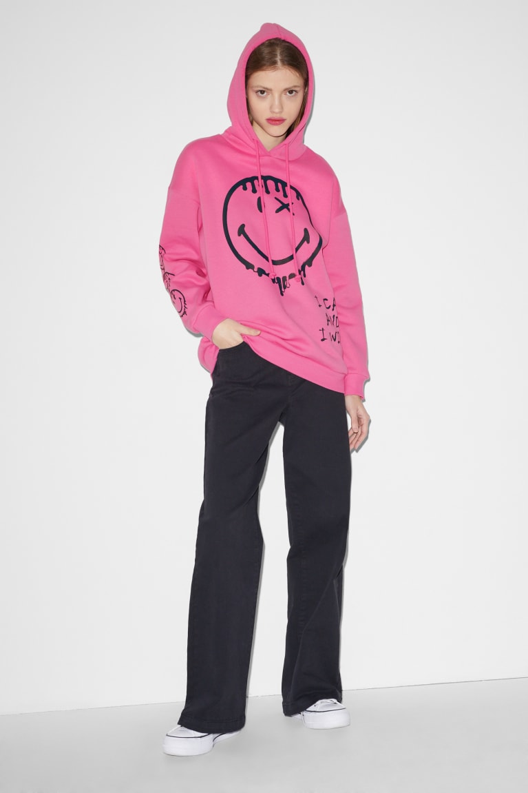 Moletom Com Capuz C&A Clockhouse Smileyworld® Feminino Rosa | 24569JUVH