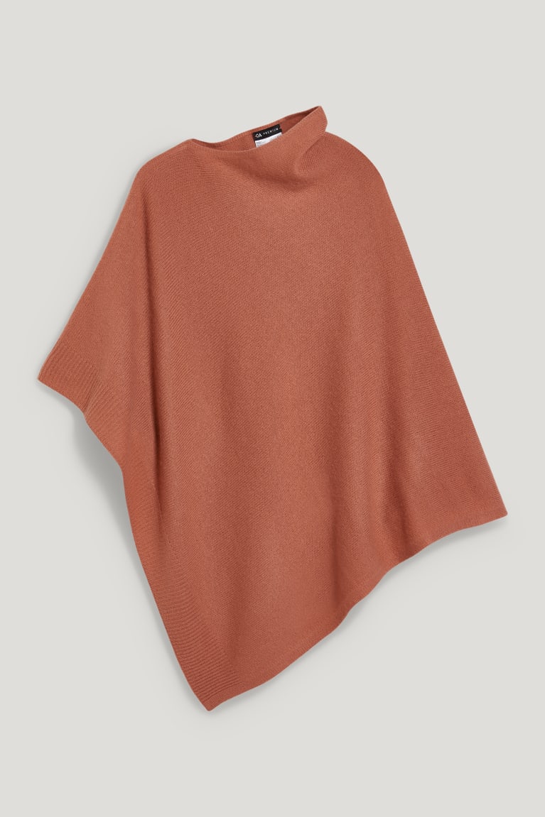 Moletom Com Capuz C&A Poncho With Cashmere Lã Blend Feminino Marrom | 81649ZFGI